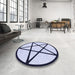 Round Patterned Lavender Blue Rug in a Office, pat3312blu