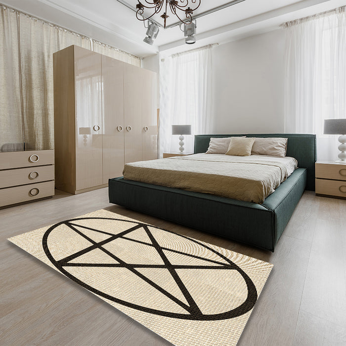 Patterned Wheat Beige Rug in a Bedroom, pat3312brn