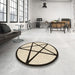 Round Patterned Wheat Beige Rug in a Office, pat3312brn