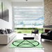 Square Patterned Mint Green Rug in a Living Room, pat3312grn