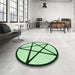 Round Patterned Mint Green Rug in a Office, pat3312grn