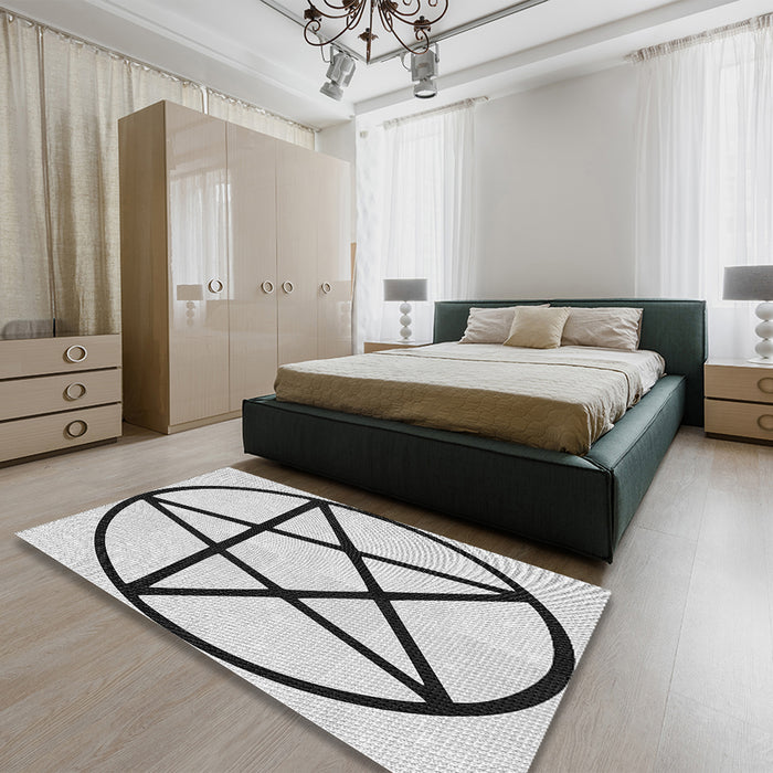 Patterned Platinum Gray Rug in a Bedroom, pat3312gry