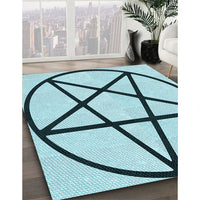 Patterned Deep-Sea Green Rug, pat3312lblu