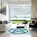 Machine Washable Transitional Deep-Sea Green Rug in a Kitchen, wshpat3312lblu