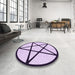 Round Patterned Orchid Purple Rug in a Office, pat3312pur