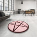 Round Patterned Light Rose Pink Rug in a Office, pat3312rd