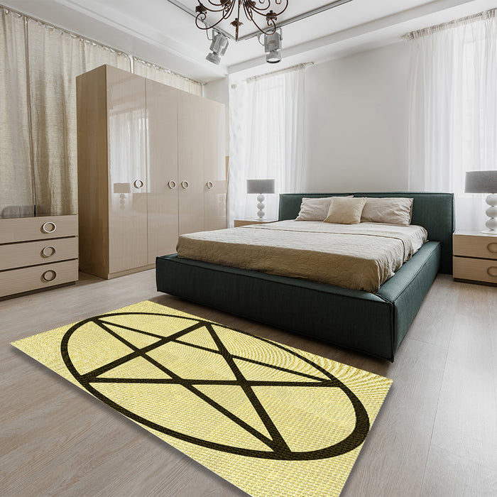 Patterned Sun Yellow Rug in a Bedroom, pat3312yw