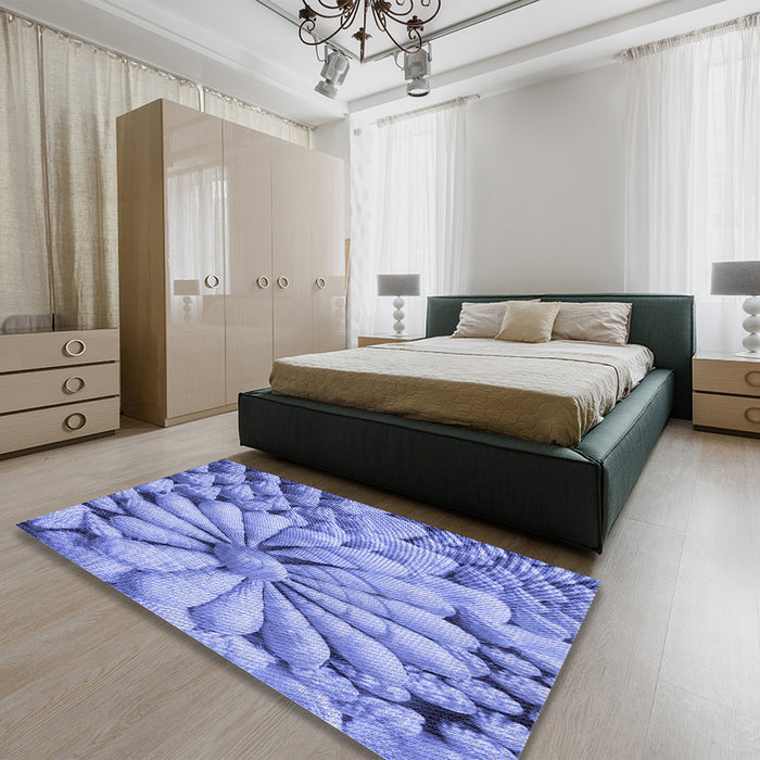 Patterned Sky Blue Rug in a Bedroom, pat3313blu