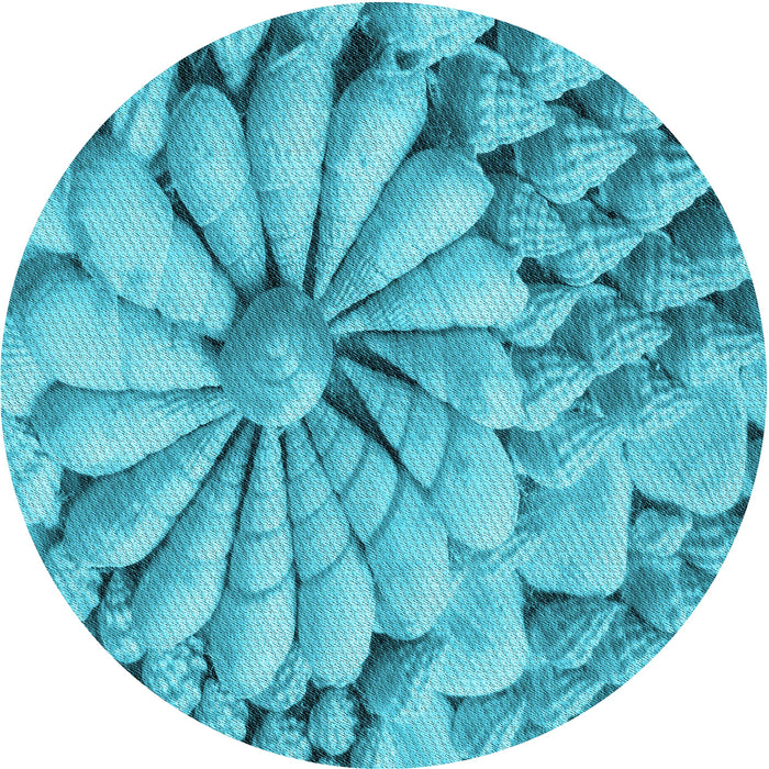 Square Patterned Bright Cyan Blue Rug, pat3313lblu