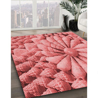 Patterned Light Coral Pink Rug, pat3313rd