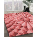 Patterned Light Coral Pink Rug in Family Room, pat3313rd