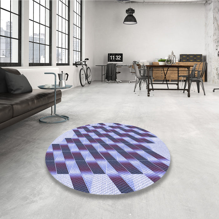Round Patterned Deep Periwinkle Purple Rug in a Office, pat3314blu