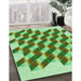 Patterned Seaweed Green Rug in Family Room, pat3314grn