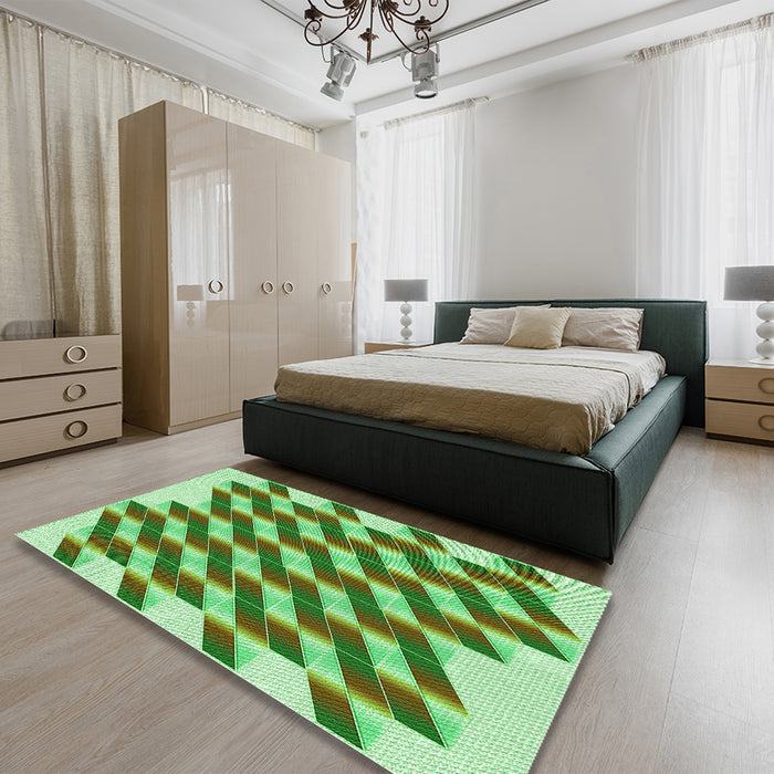 Round Machine Washable Transitional Seaweed Green Rug in a Office, wshpat3314grn