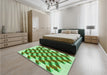 Patterned Seaweed Green Rug in a Bedroom, pat3314grn