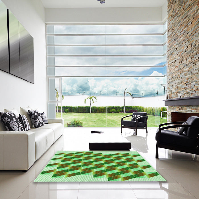 Square Patterned Seaweed Green Rug in a Living Room, pat3314grn