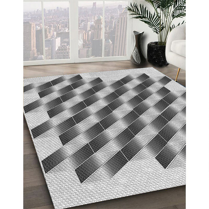 Machine Washable Transitional Carbon Gray Rug in a Family Room, wshpat3314gry