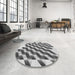 Round Patterned Carbon Gray Rug in a Office, pat3314gry