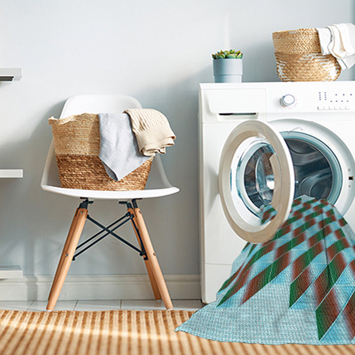 Machine Washable Transitional Dark Olive Green Rug in a Washing Machine, wshpat3314lblu