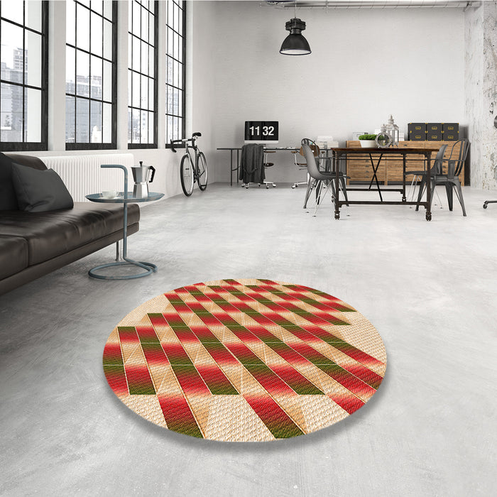 Round Patterned Mahogany Brown Rug in a Office, pat3314org