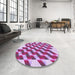Round Patterned Medium Violet Red Pink Rug in a Office, pat3314pur
