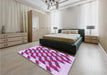 Patterned Medium Violet Red Pink Rug in a Bedroom, pat3314pur