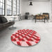 Round Patterned Pastel Pink Rug in a Office, pat3314rd