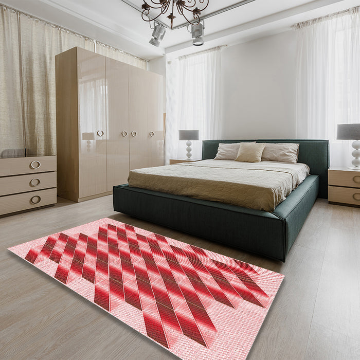 Patterned Pastel Pink Rug in a Bedroom, pat3314rd