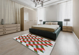 Patterned Brown Red Novelty Rug in a Bedroom, pat3314