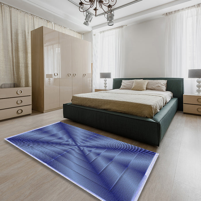 Patterned Blue Rug in a Bedroom, pat3315blu