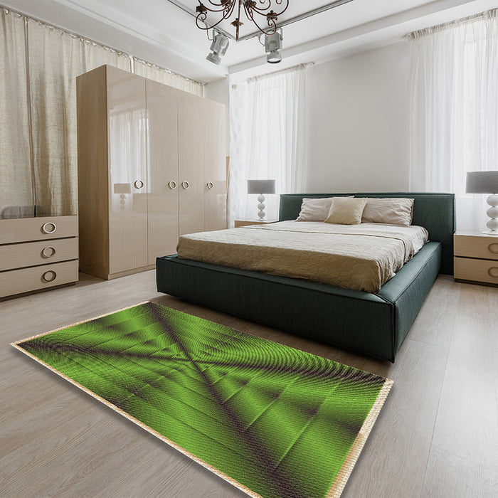 Patterned Army Green Rug in a Bedroom, pat3315brn