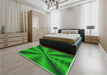 Patterned Green Rug in a Bedroom, pat3315grn