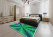 Patterned Spring Green Rug in a Bedroom, pat3315lblu