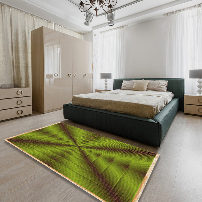 Patterned Pistachio Green Rug in a Bedroom, pat3315org