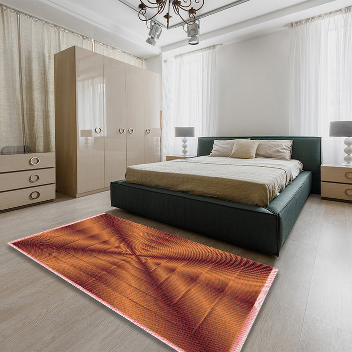 Patterned Bright Orange Rug in a Bedroom, pat3315rd