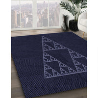 Patterned Black Rug, pat3316blu