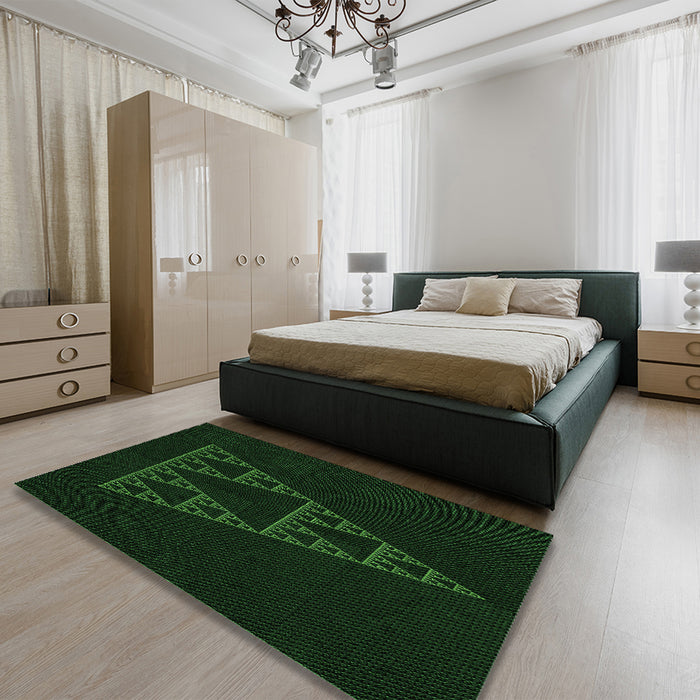 Patterned Deep Emerald Green Rug in a Bedroom, pat3316grn
