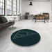 Round Patterned Black Rug in a Office, pat3316lblu