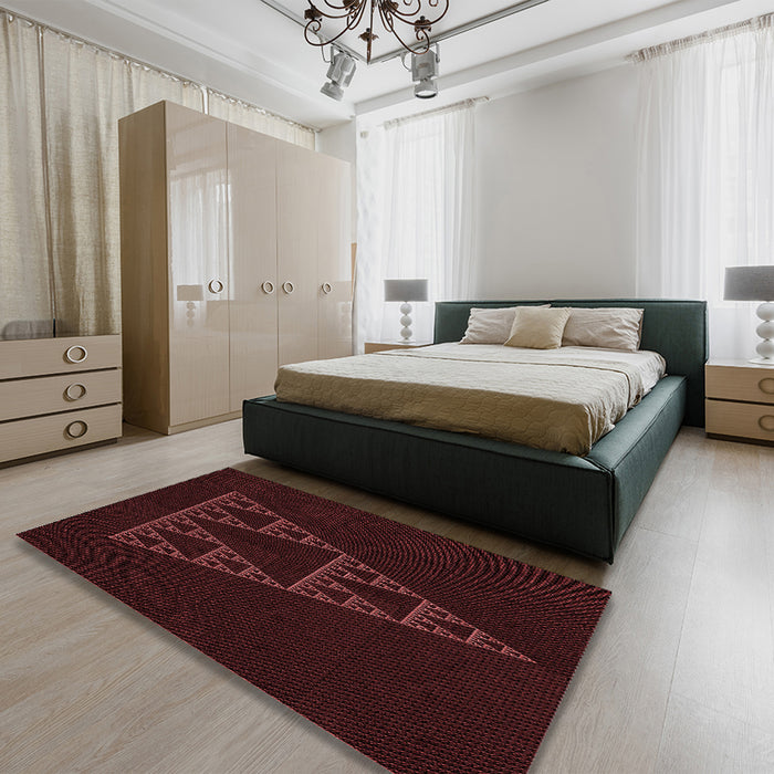 Patterned Chocolate Brown Rug in a Bedroom, pat3316rd