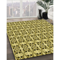 Patterned Dark Bronze Brown Rug, pat3318yw