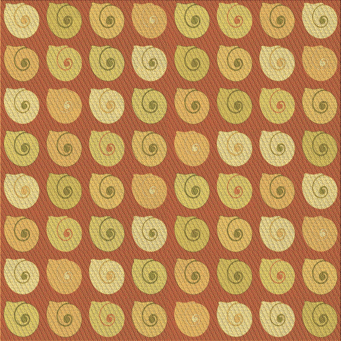 Round Patterned Orange Red Orange Rug, pat3319brn