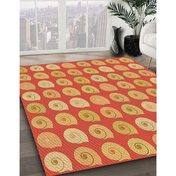 Patterned Orange Rug in Family Room, pat3319org