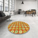 Round Machine Washable Transitional Red Rug in a Office, wshpat3319