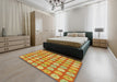 Patterned Red Novelty Rug in a Bedroom, pat3319
