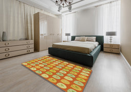 Patterned Red Novelty Rug in a Bedroom, pat3319