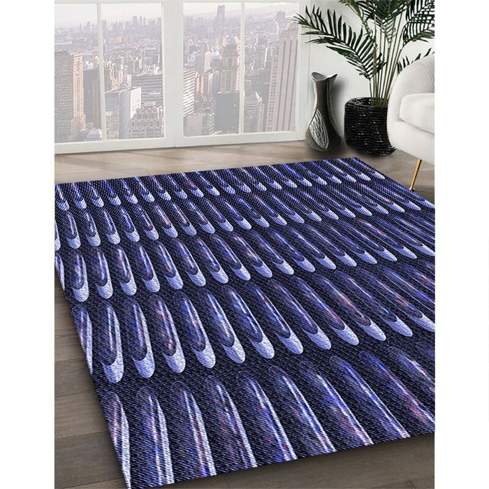 Patterned Night Blue Rug in Family Room, pat332blu