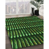Patterned Dark Lime Green Rug, pat332grn