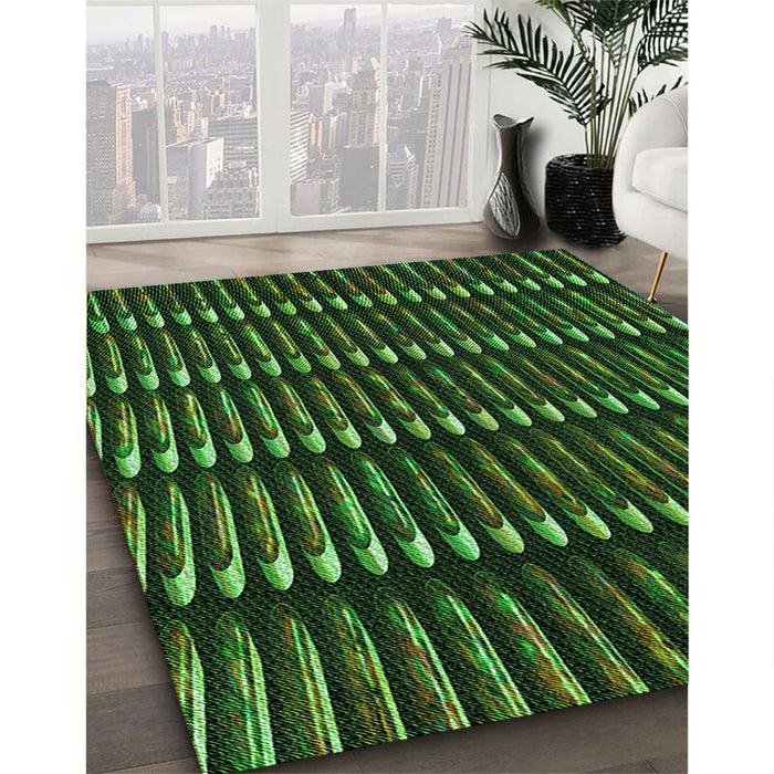 Patterned Dark Lime Green Rug in Family Room, pat332grn