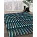 Patterned Deep-Sea Green Rug in Family Room, pat332lblu