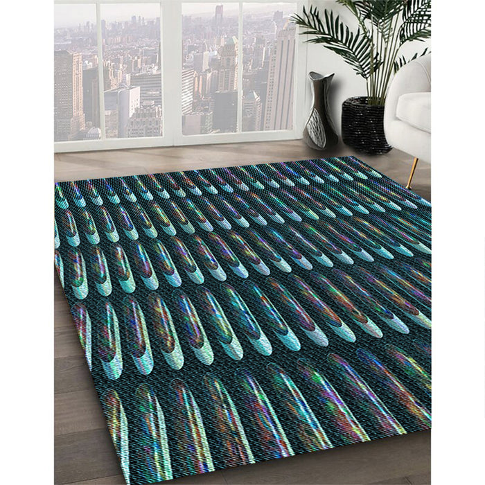 Machine Washable Transitional Deep-Sea Green Rug in a Family Room, wshpat332lblu